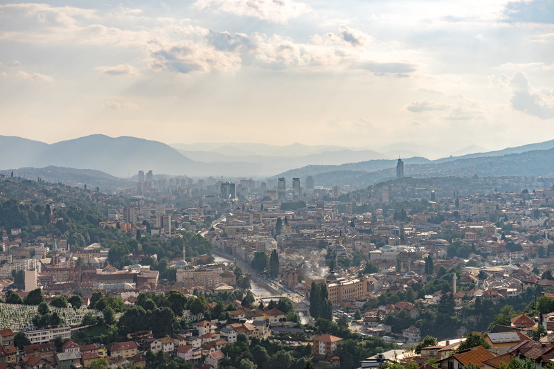 building, sarajewo, cloud - sky, building exterior, metropolitan area, residential district, 4K, bosnia, day, sarajevo, community, tree, metropolis, horizon