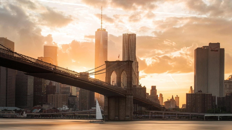 skyline, financial district, brooklyn bridge, office building exterior, tall - high, new york, no people, building, tower, landmark, office, urban skyline