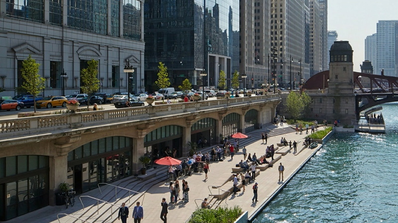 incidental people, office building exterior, modern, bridge - man made structure, transportation, large group of people, city, building exterior, 1080P