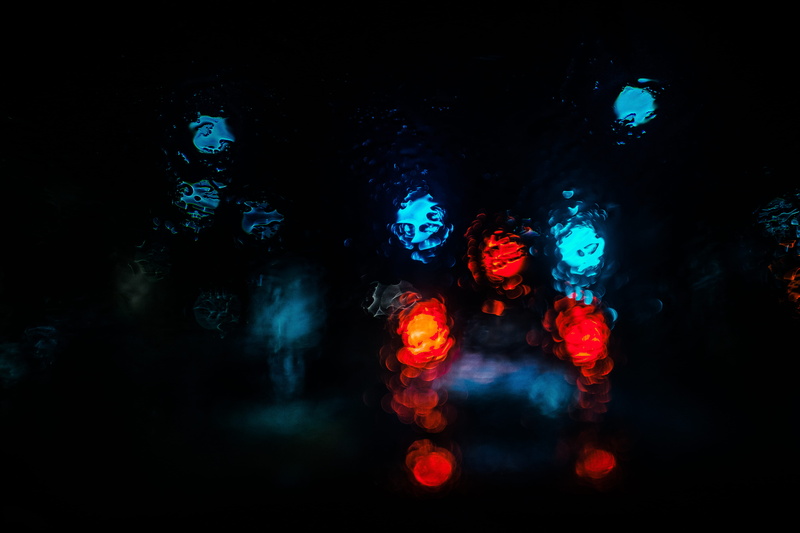 nightlife, red, photography, close-up, multi colored, blue, indoors, studio shot, lighting equipment, bokey, nature, sphere, black background, glowing