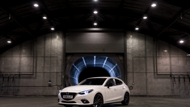parked, building, inside, white, sport car, hatchback, Mazda3 Sport Black Special Edition, 4K, mazda, door