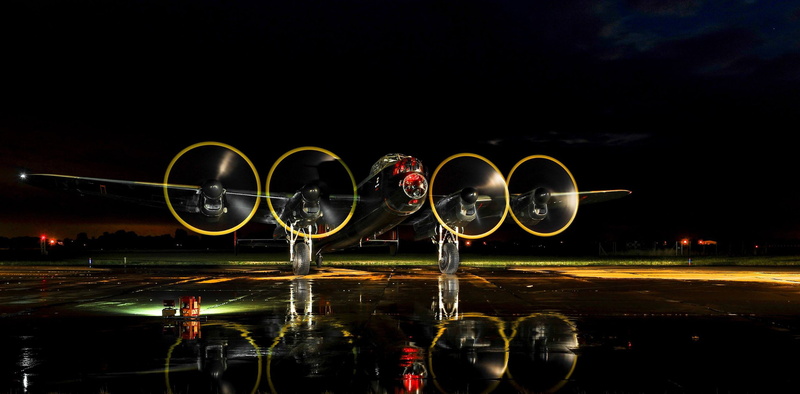 waterfront, glowing, cloud - sky, motion, transportation, planes, air vehicle, Avro Lancaster, nightlife, long exposure, light trail, outdoors, illuminated