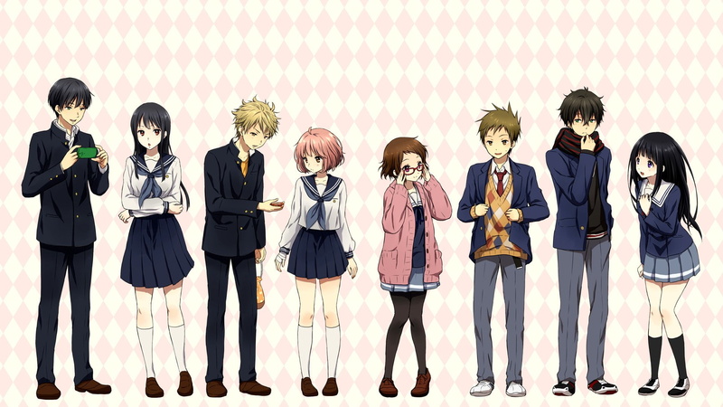 Mirai Kuriyama, Akihito Kanbara, Hiroomi Nase, Beyond the Boundary, Crossover, Anime, Hyouka, Mitsuki Nase, 1080P