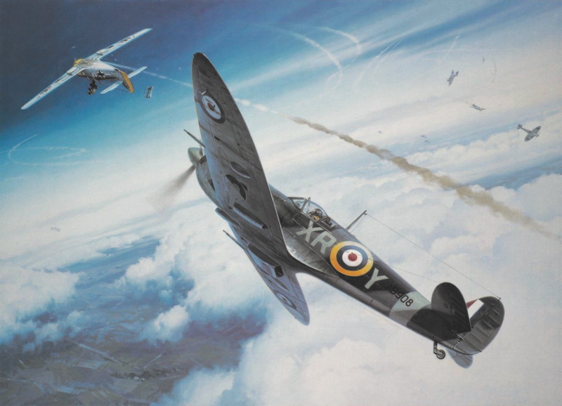 war, piloting, blue, air Vehicle, aerospace Industry, air Travel, fighter Plane, on the move, Spitfire, army, plane, weapon, cloud - Sky, 1080P, armed Forces