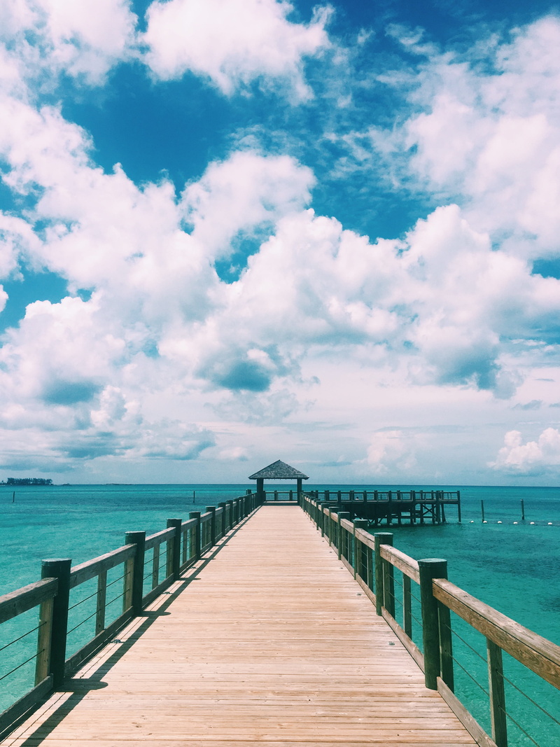 direction, tranquil scene, wood - material, 4K, outdoors, architecture, sky, pier, calm, diminishing perspective, horizon over water, sea, water, wood paneling