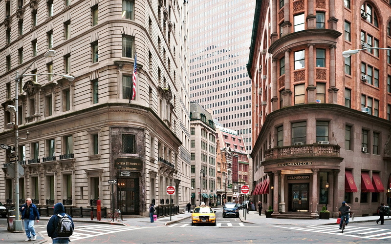 city, outdoors, New York City, architecture, 1080P, sign, group of people, car, USA, flag, residential district, building exterior, motor vehicle, land vehicle