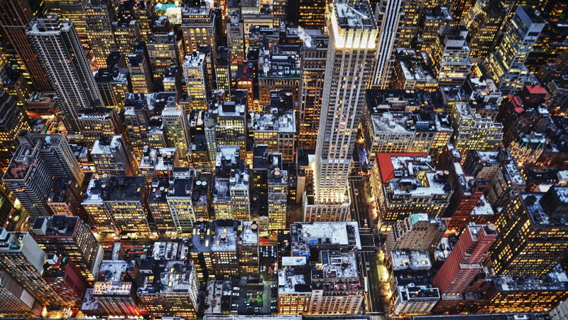 full frame, USA, birds eye view, travel destinations, cityscape, street, skyscraper, crowd, building exterior, building, lights, architecture, backgrounds