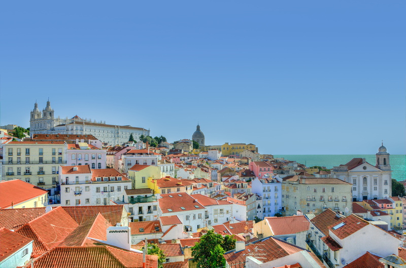 church, urban Scene, rooftops, no people, outdoors, place of worship, built structure, panoramic, architecture, photo, Portugal, cityscape, urban Skyline