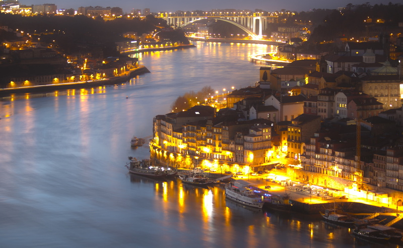 high angle view, buildings, bridge - man made structure, building exterior, nature, architecture, city, douro, built structure, reflection, nautical vessel