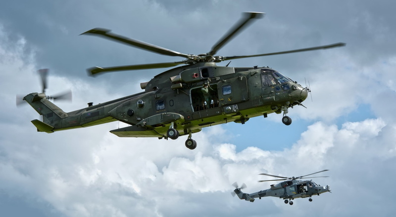 pair, Merlin, helicopters, AgustaWestland AW101, 1080P, the sky
