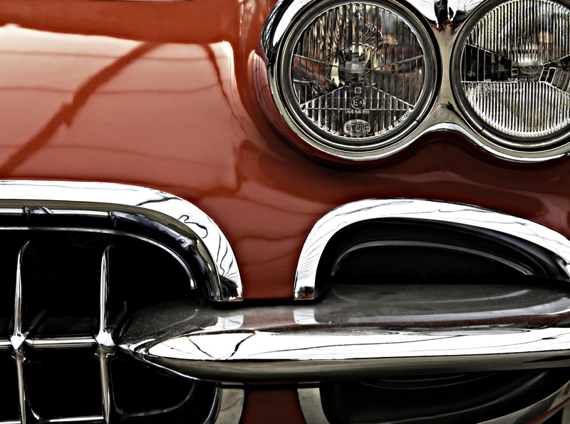 clarity, oldtimer, shiny, perspektive, interessant, canon, scheinwerfer, focus on foreground, Corvette, no people, Motors, gloss, close-up, bearbeitung
