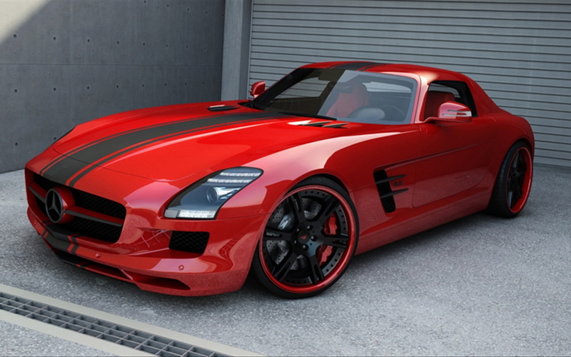 sls, cars, mercedesbenz, amg, 1080P, x, red, mercedes, hd, tuning, art