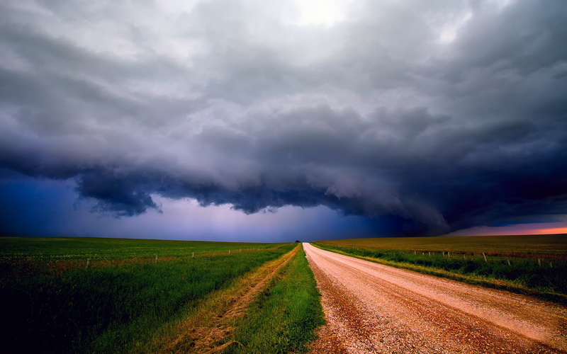 Storm, Fields, 1080P, dirt, Road, brown, Sky, Clouds