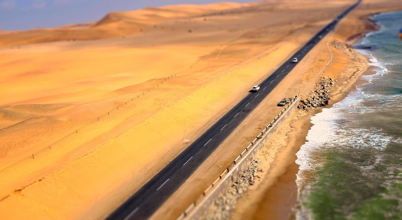 tranquility, sea, scenics - nature, Road, 1080P, environment, day, beach, Namibia, travel destinations, nature, tranquil scene, Shore, motion, Ocean, transportation