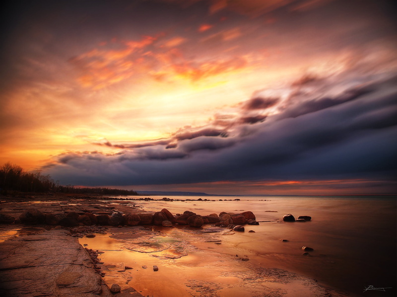 car  trip, vision, 1080P, georgian bay, highway  26, seashore, sky, nature, road, outdoors, picture, global  news, rocks, horizon, cloud - Sky, water