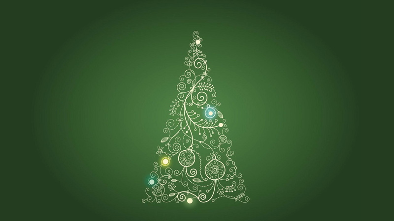 1080P, illusration, hd, green, christmas, tree