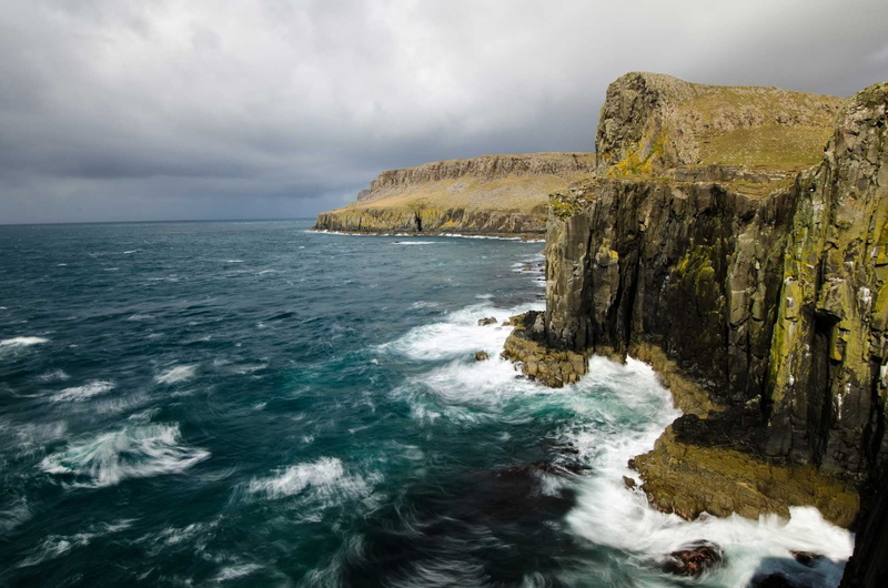 rock - object, horizon over water, cloud - sky, land, solid, surfing, weather, horizon, motion, Scenery, rocky coastline, 1080P, aquatic sport, Nature
