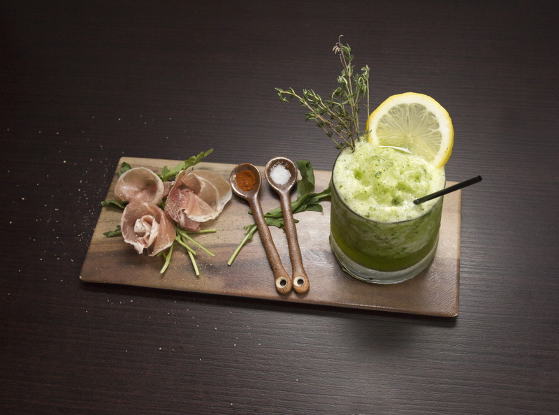 leaf, cocktail, lunch, drink, slice, freshness, refreshment, fruit, restaurant, wood - material, food, table, household equipment, glass, citrus fruit