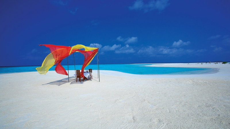 1080P, scenics, protection, travel, holiday, landscape, relaxation, chair, table, idyllic, parasol, umbrella, comfort, yellow, horizon over water, canopy