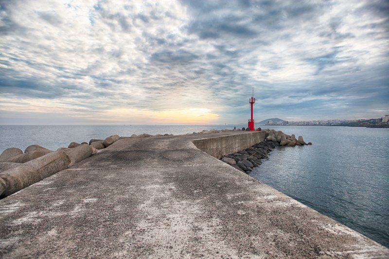 Sea, sky, lighthouse, travel, jeju island sea, guidance, direction, built structure, outdoors, Sky, protection, seawall, water, Travel, island, cloud - sky