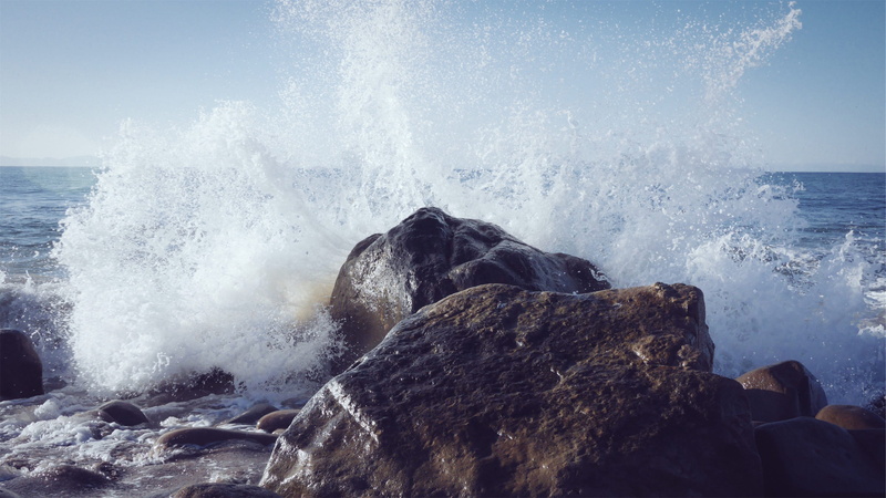 force, storm, sea, white, wave, solid, spraying, crash, day, black, rocks, beach, blue, beauty in nature, rock, summer, danger, ocean, no People, 2K, water