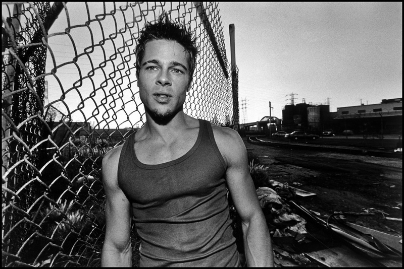 Brad Pitt, actors, pitt, hd, fence, art, monochrome, brad, chain, 4K, durden, people, tyler, link, men, x
