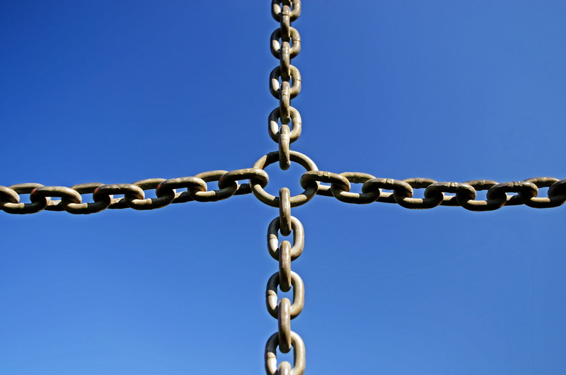 alloy, security, copy space, low angle view, iron - metal, solid, sky, Metal, Iron, metallurgy, 2K, outdoors, nature, safety, strength, eye, blue background