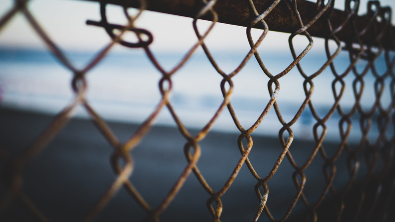 sky, chain, safety, brown, metal, protection, close-up, fence, vintage, connect, dirty, decay, cage, architecture, jail, crack, weathered, barrier, iron