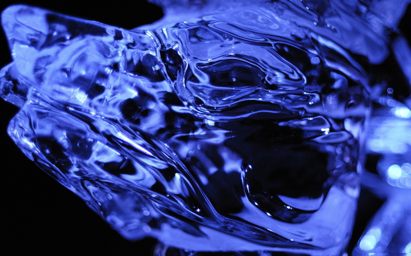 blue, indoors, surge, focus on foreground, high angle view, motion, full frame, close-up, glass, reflection, macro, still life, ice, nature, ripple, purity