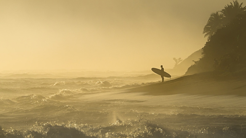 ocean, surfer, surging sea, sea, wave, shore, wind wave, wind, sunrise, surf, surfboard, morning, 1080P, coast, surfing