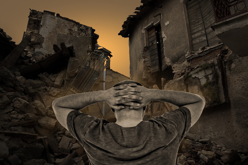 sadness, 5K, resignation, history, rubble and ash, stunned, arms over head beat, emotions, old, helplessness, hopeless, destroyed houses, real people