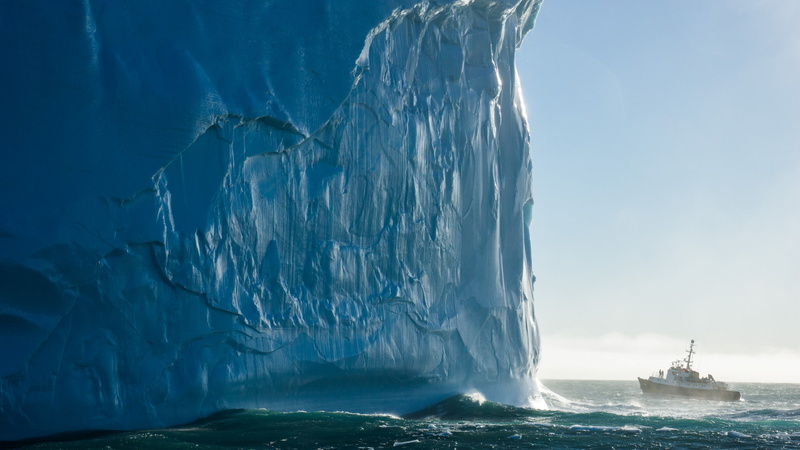 brown, grey, tourism, berg, ice, ocean, South Georgia, near, Atlantic Ocean, National Geographic Traveler Photo Contest, 4k, Iceberg, 2K, ship, HD
