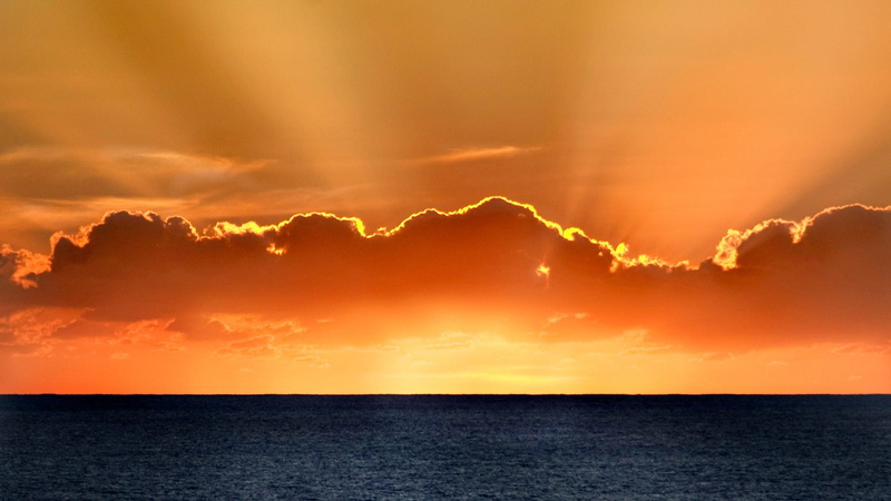 tropical Climate, meteorology, tranquility, idyllic, beams, coastline, dramatic Sky, dusk, 1080P, urban skyline, cloud - Sky, red, horizon Over Water