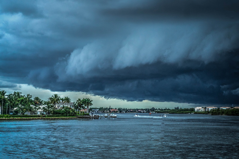 water, thunderstorm, torrential rain, palms, scenics - nature, storm cloud, environment, outdoors, skyline, cloud - sky, destination, beach, colorful, overcast
