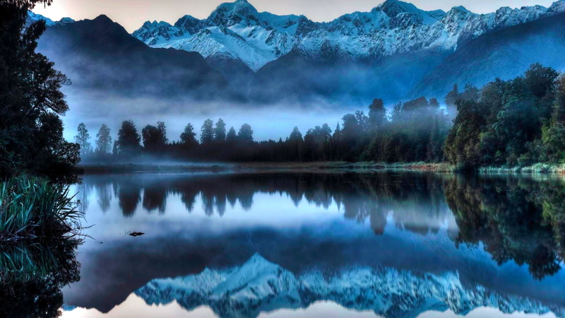 sky, solid, water, scenery, beauty in nature, snow, cold, fog, day, flowing, liquid, environment, frozen, clean, idyllic, clear, ice, frost, mountains