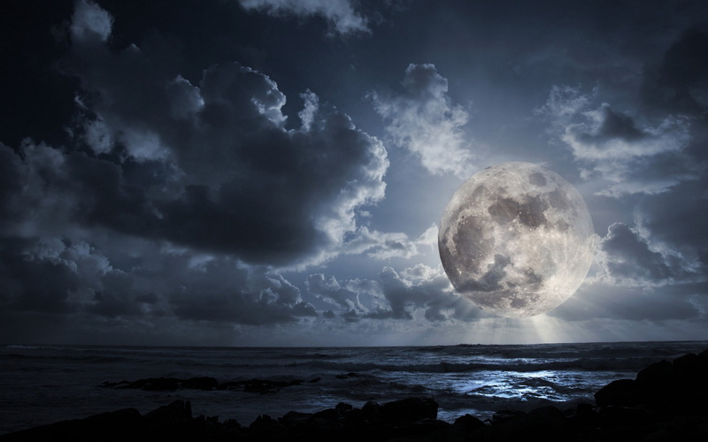 dark, cloudscape, blue, horizon, outdoors, weather, night, scenics - nature, climate, sky, beach, sea, moon, thunderstorm, horizon Over Water, cyclone