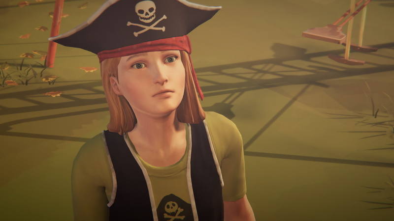 hat, indoors, casual clothing, lifeisstrange: before the storm, pirates, leisure activity, front view, one person, screen shot, looking, looking away, 1080P