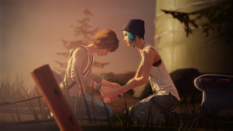 lighthouse, women, two people, sitting, casual clothing, men, young women, Chloe Price, people, Life Is Strange, Max Caulfield, togetherness, sunset, side view