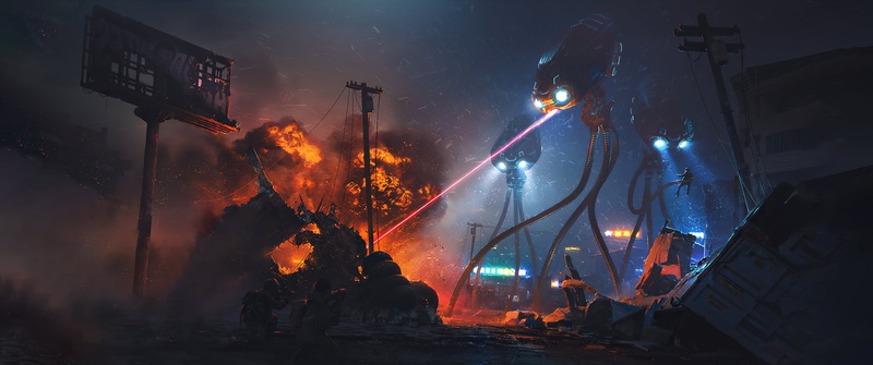 war robots, 2K, aliens, alien invasion, fantastic landscape