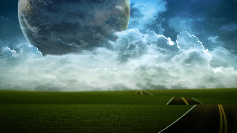road, planet, landscape, clouds, alien, 1080P, fantasy, hd