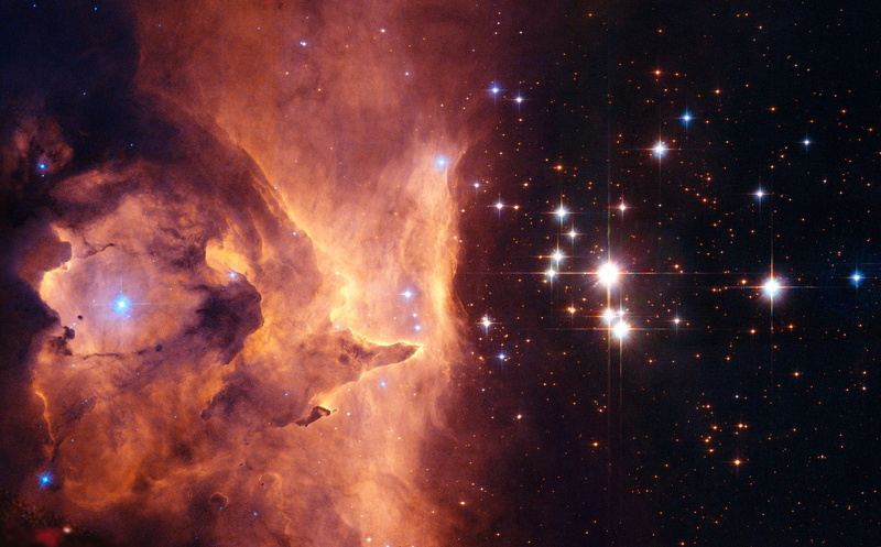 nebulae, stars, galaxies, hd, orange, Lights, bright, outer, outer space, 1080P, space, art