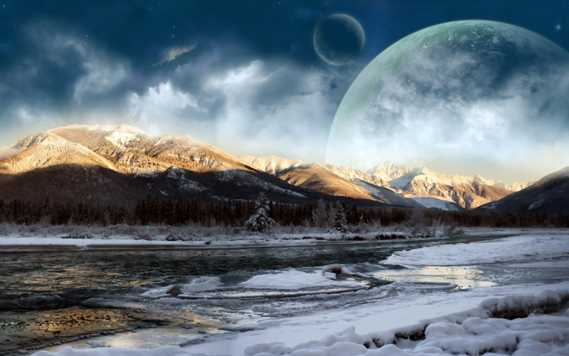 art, ice, space, planets, hd, 720P, science, mountains, snow, nature, x, outer, fiction