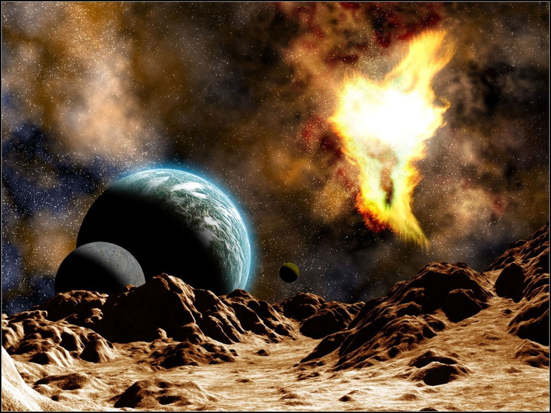 space, moons, outer, fiction, planets, hd, 720P, art, rocks, science, outer space, stars, red, Galaxies, nebulae