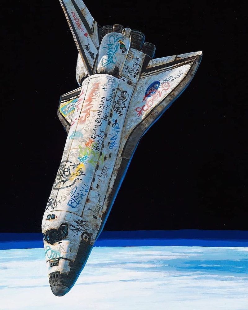 Earth, graffiti, stars, space, space shuttle, 720P