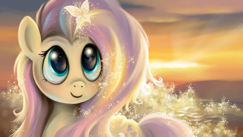 My Little Pony: Friendship is Magic, ponies, hd, shining, animals, art, butterflies, 1080P, Fluttershy, friendship, pony, magic, little