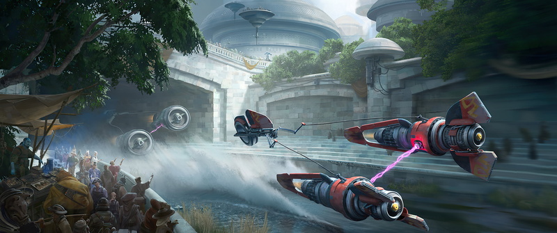 alien invasion, star wars racer, fantastic landscape, 2K