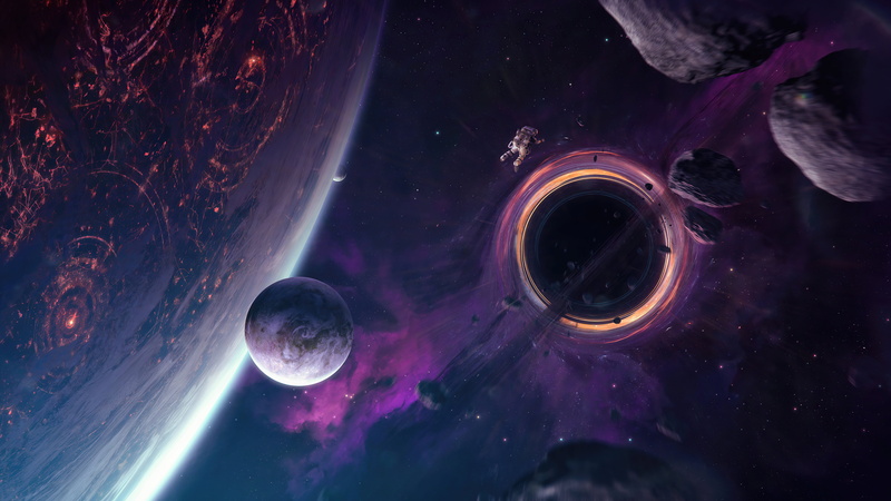 Saturn, Milky Way, Jupiter, universe, stars, Sun, black holes, Earth, Mars, space, galaxy, Moon, planet, 5K, Andromeda, nebula