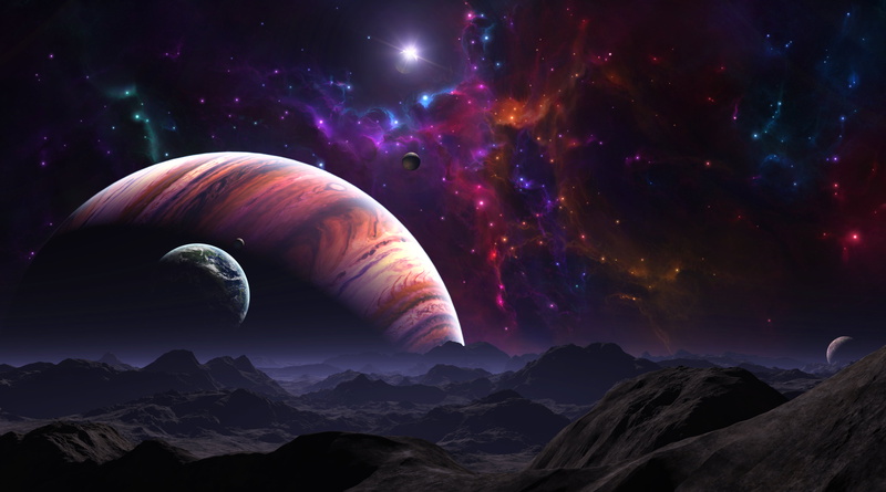 surface, planet, dark, purple, beauty in nature, non-urban scene, multi colored, landscape, mountains, mountain range, blue, sea, light - Natural Phenomenon