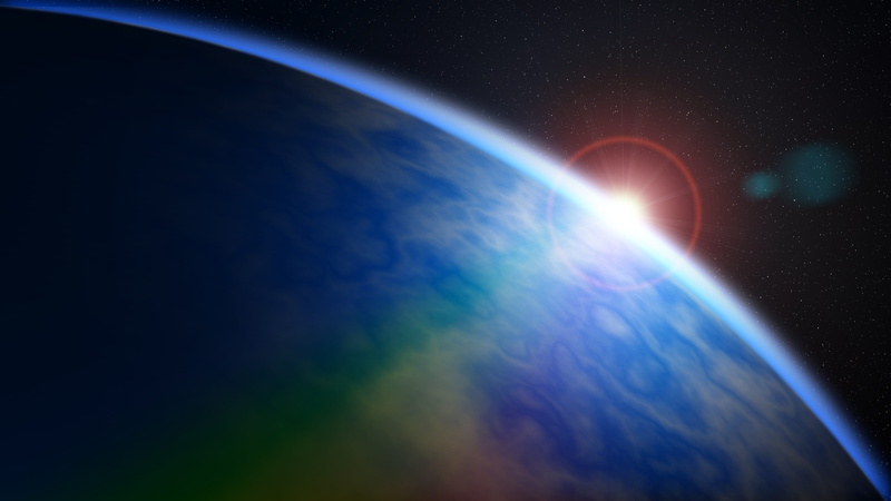 planet - space, sky, satellite view, no people, astronomy, outdoors, 4K, sunrise - dawn, bright, blue, nature, illustration, star - space, exoplanet, earth