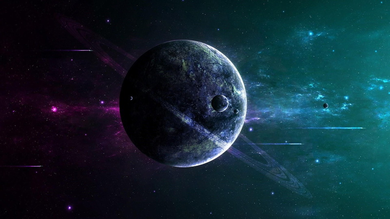 outdoors, rings, sphere, star, astrology, blue, purple, science, planet, science fiction, galaxy, dark, night, no people, space art, 1080P, ring, astronomical object